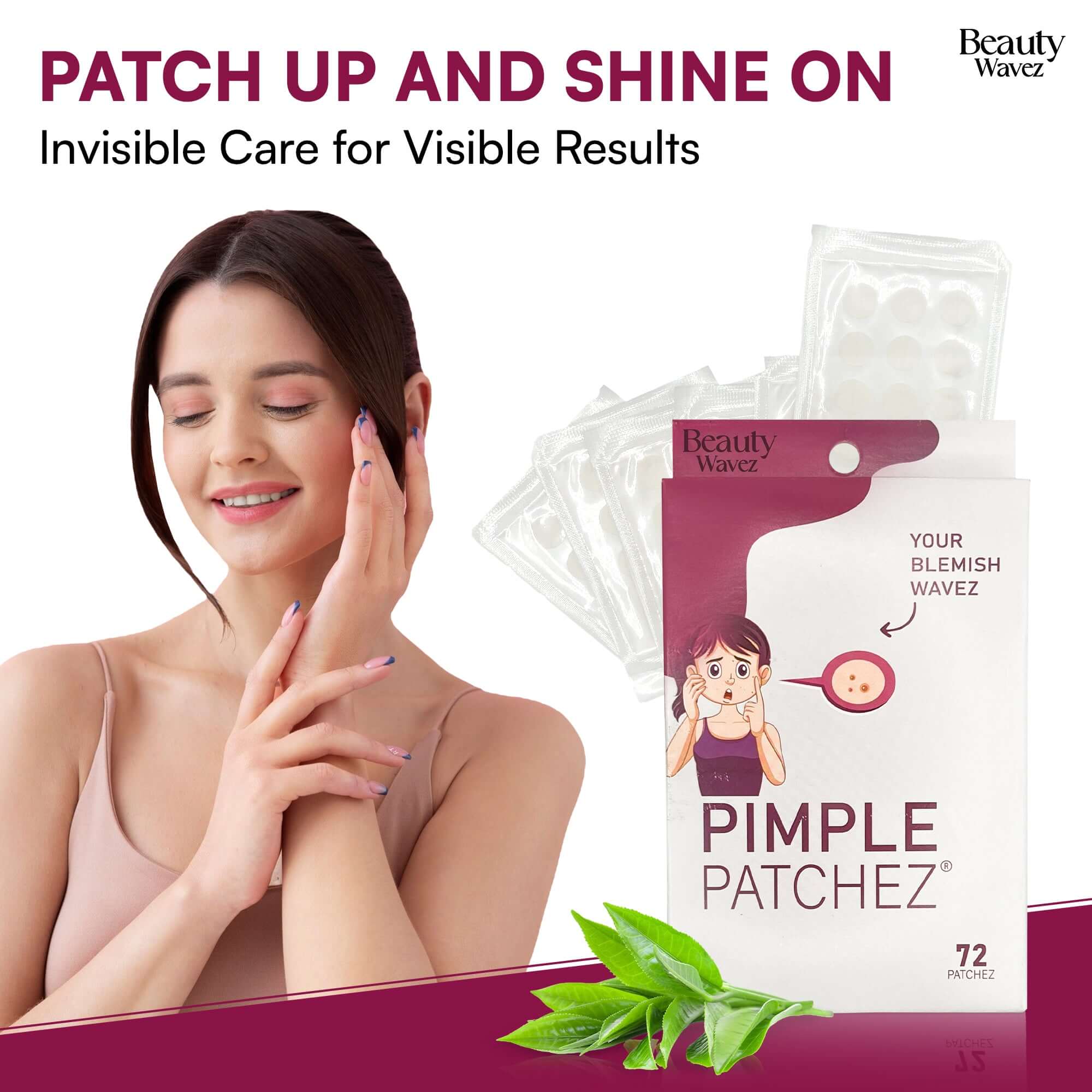 Beauty Wavez 72 Pimple Patchez, an effective acne spot treatment for clear skin and fast healing of blemishes.