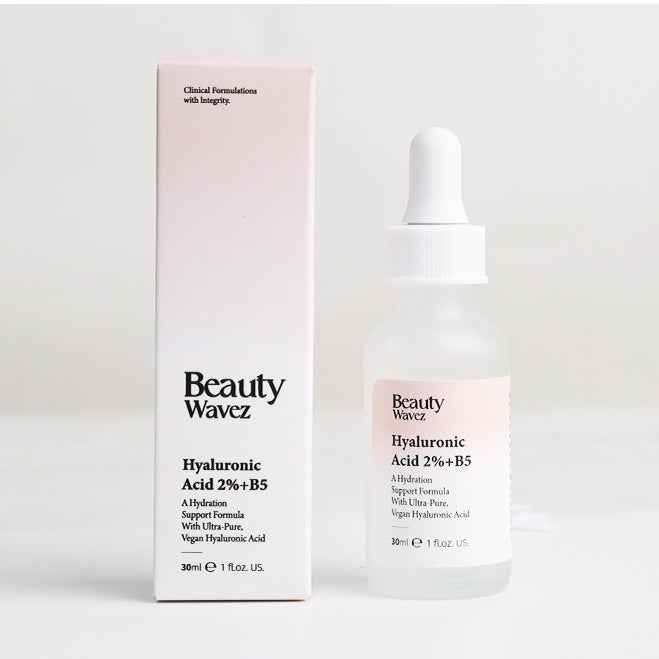 Beauty Wavez Hyaluronic Acid 2% + B5 Serum bottle with a dropper