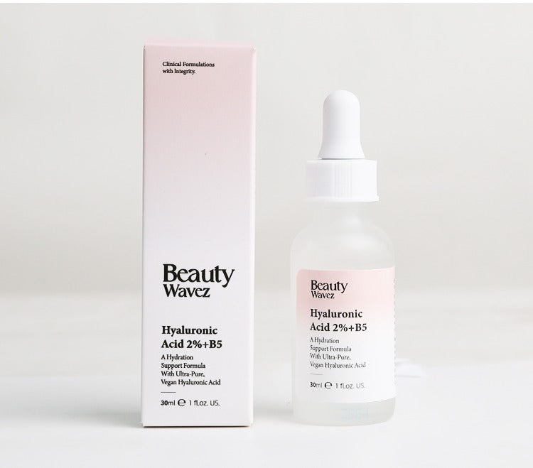 Beauty Wavez Hyaluronic Acid 2% + B5 Serum bottle with a dropper