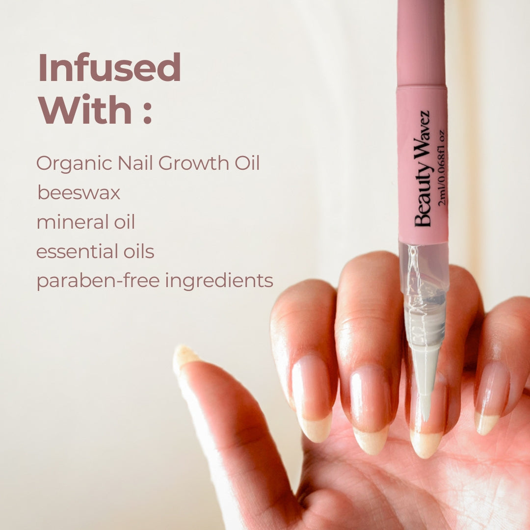 Beauty Wavez Organic Nail Growth Oil | Strength & Moisture-Boosting Nail Care Serum